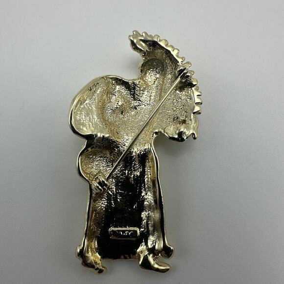 Signed AJC Santa Claus Father Christmas Saint Nicholas Gold Tone Brooch Pin - Picture 2 of 3